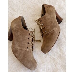 Sofft sz 9 Womens Brown Suede Lace Up Oxford Heel Flapper Retro Leather Booties